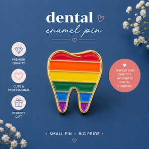 Rainbow Tooth Enamel Pin, LGBT Pride Dental Badge, LGBT dental pin