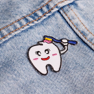 Patch fer à repasser, patch de veste de broderie de dent, accessoires de dent, cadeau d&#39;infirmière dentaire, art dentaire, cadeau d&#39;hygiéniste dentaire