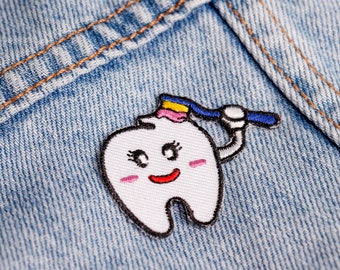 Tooth Iron On Patch, Embroidered Dental Gift, dental gift, dental sticker