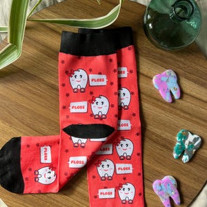 Dental socks, dental hygienist gifts, socks for dental hygienist, dentist gift, funny socks