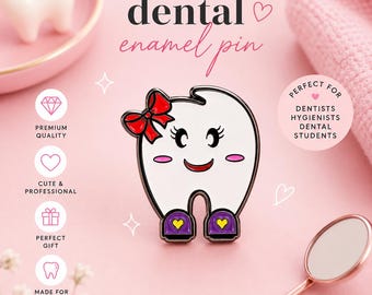 Tooth enamel pin, dental pin, Gift for Nurse, gift for Dentist, Dental Hygienist Gift, Tooth Pin, Accessories for Dental Team