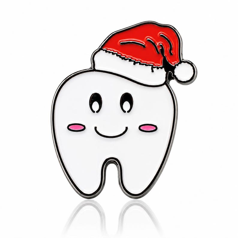 Regalo di Natale per dentisti, regalo per dentisti, spilla smaltata natalizia, regalo per infermiere dentistiche, regalo per dentisti, regalo per igienisti dentali immagine 1
