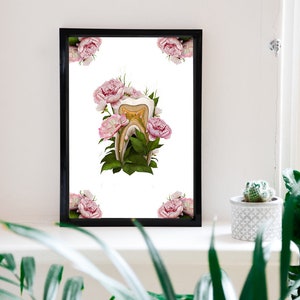 Floral Anatomy Art, Tooth Anatomy Art, Wall Art, Floral Tooth Art, dental gift, dentit gift
