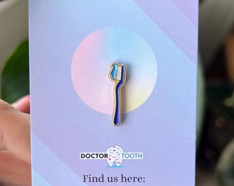 Toothbrush Enamel Pin, Dental gift for Dentist, Dental Nurse gift ideas, Dental Hygienist Gift