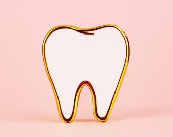 White Tooth Enamel Pin, Dental Gift for Dentist or Hygienist, dental nurse gift