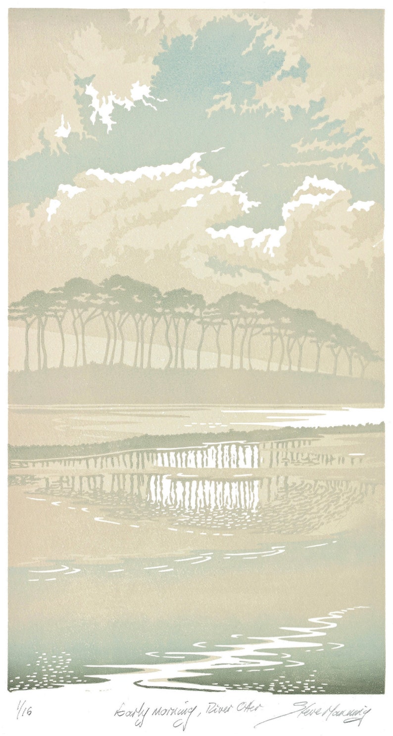 Download River Otter Early Morning Budleigh Salterton Devon Lino Print Of A Misty Morning On The River Otter At Otter Head Wood Linocut Prints Art Collectibles Gkjwonosari Com