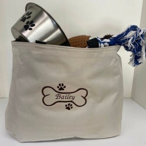 Dog Print Tote Bag Personalized Embroidered Name