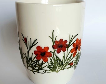 Pressed flowers mug, Ceramic mug, Coffee mug, Tea mug, Handmade coffee mug, Unique mug, Unique gift, Christmas gift, Mother's day gift.