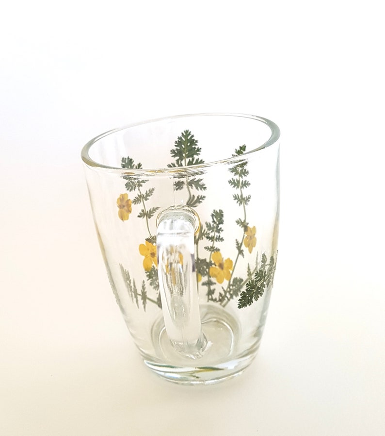 Glass Mug Pressed Flowers Mug Coffee Mug Glass Coffee Etsy