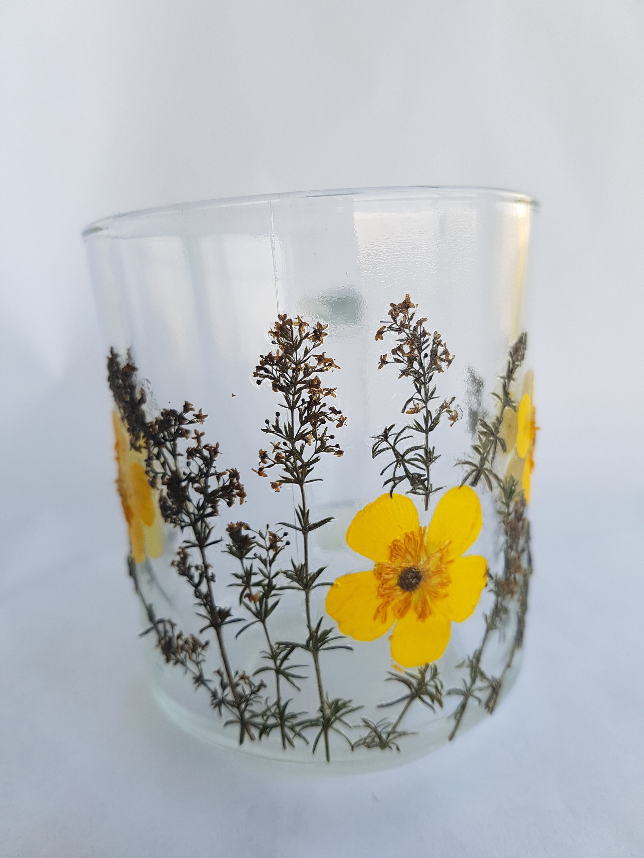 Pressed Flowers Glass Mug Mug With Real Wild Flowers Coffee Etsy