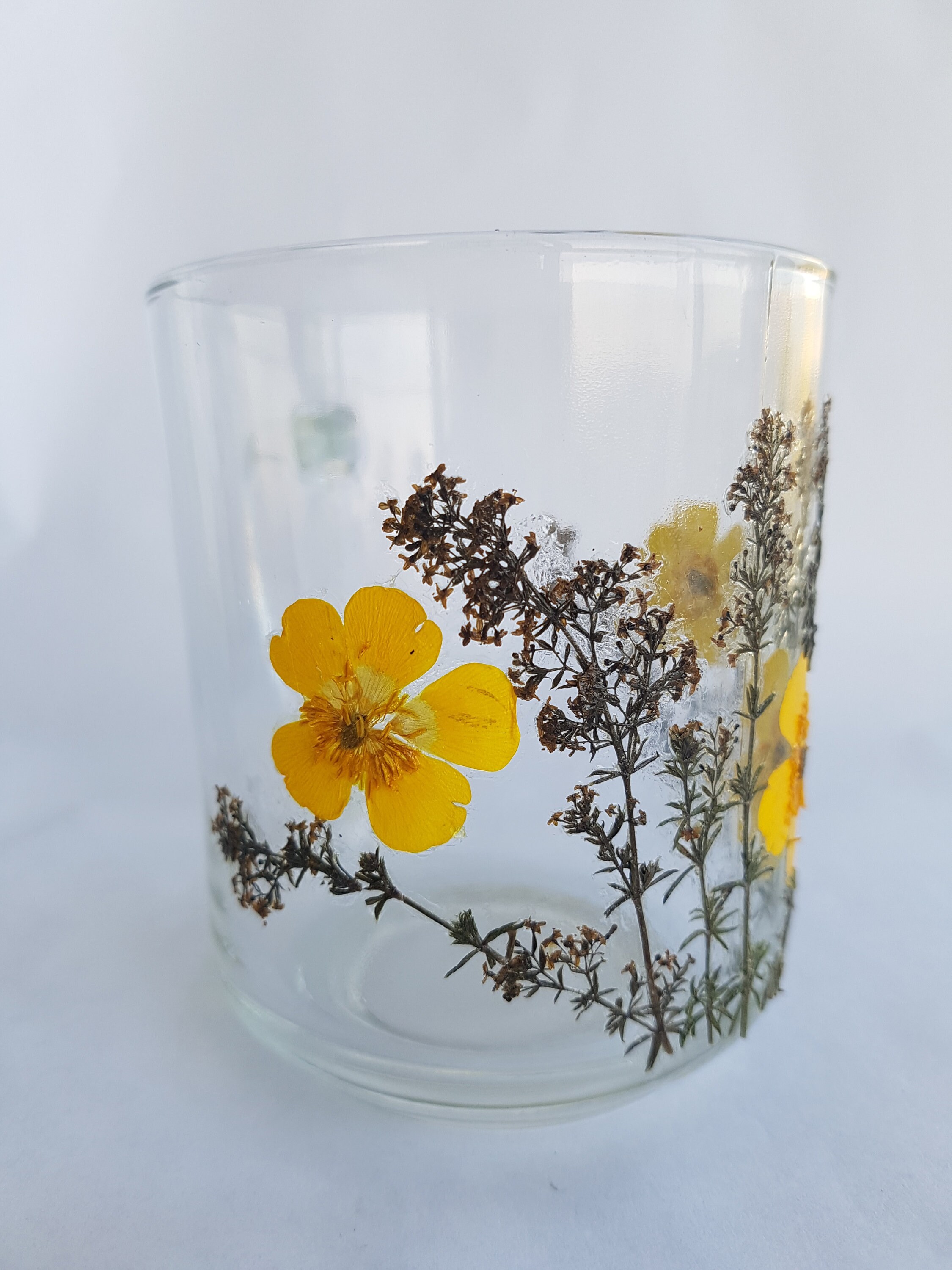 Pressed Flowers Glass Mug Mug With Real Wild Flowers Coffee Etsy