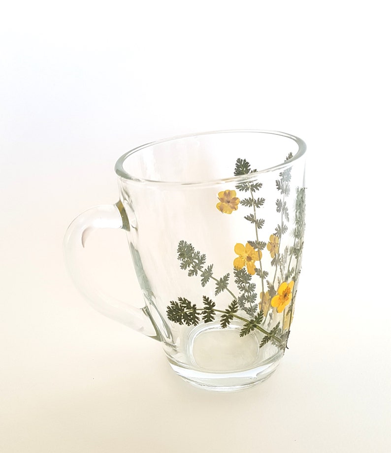 Glass Mug Pressed Flowers Mug Coffee Mug Glass Coffee Etsy