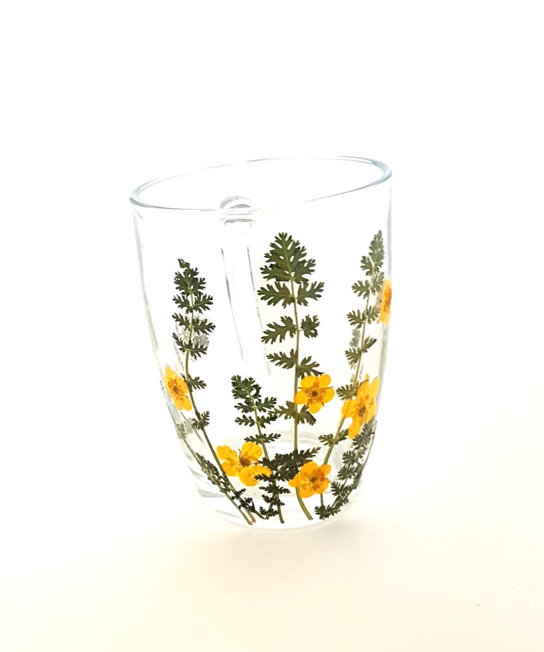 Glass Mug Pressed Flowers Mug Coffee Mug Glass Coffee Etsy
