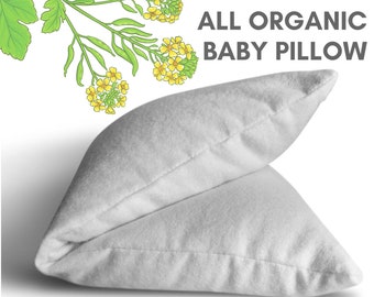 ALL Natural Mustard Seed Baby Pillow For Head Shaping -Certified Organic Fabric&Fill-Prevent/Remedy Flat Heads-Fully Washable and Adjustable