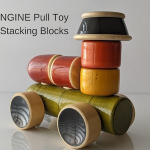 Wood Push & Pull Toys -Naturally Dyed- Waldorf Montesorri Style Baby Gift- Handcrafted by An Artisan co-op - Fair Trade