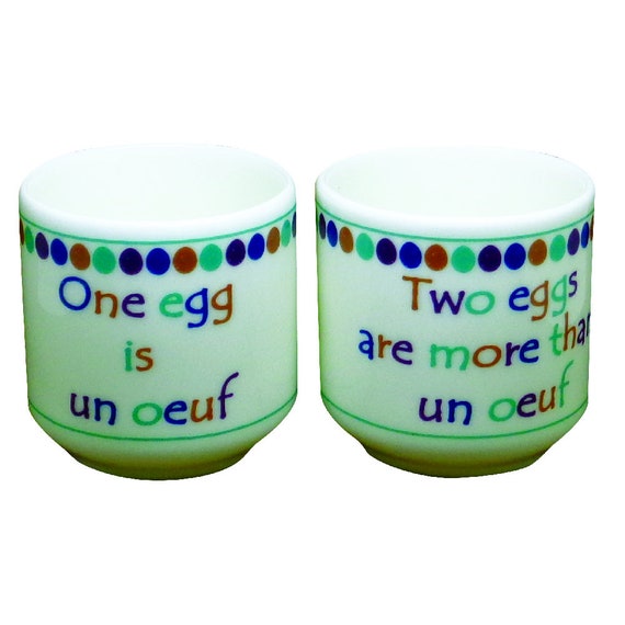 Pair of Funny 'oeuf' Bone China EGG CUPS - Etsy