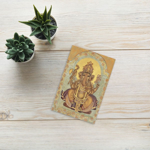 Hindu Ganesha Postcard, Indian Festival Postcard, Yoga Meditation Namaste Postcard, Hindu Stationery, Good Fortune, Sacred Spiritual Card