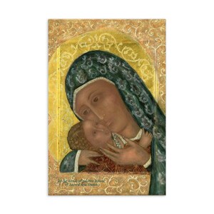Blauwe Madonna ansichtkaart, katholieke religieuze print ansichtkaart, heilige spirituele Mary Madonna Card, katholieke Madonna geschenken, ontwerper ansichtkaart
