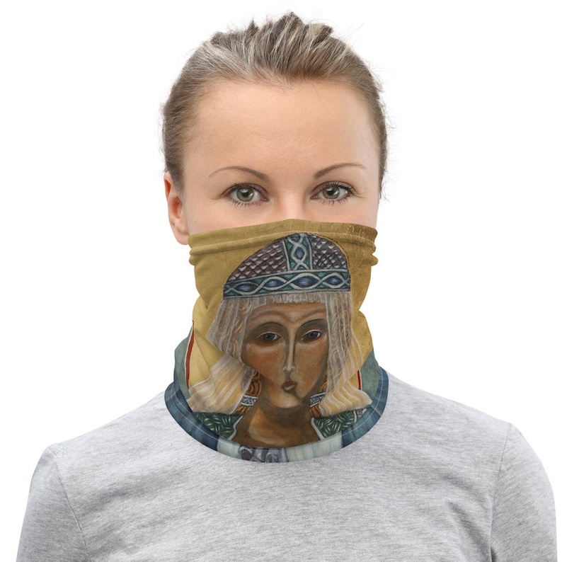 Saint Brigid Face Mask, Patron of Ireland Neck Gaiter, Irish Guardian