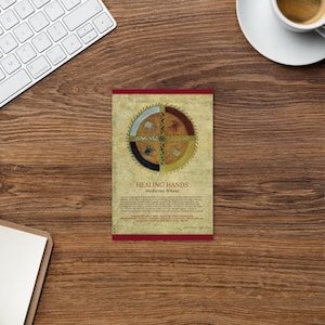 Healing Hands Wheel Postcard, Buddha Meditation Postcard, Circle of Life, Sacred Buddhism Religious Note Card, Original Painting Postcard