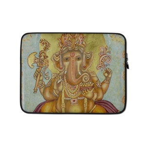 Hindu Ganesha Laptop Sleeve, Ganesh Theme Laptop Cover, iPad MacBook Sleeve, Laptop Accessories, Cute Laptop Pouch, Hinduism Gifts