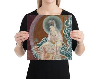 Quan Yin poster, heilige spirituele boeddhistische print poster, godin van mededogen, Kwan Yin, goddelijke vrouwelijke print, christelijke geschenken
