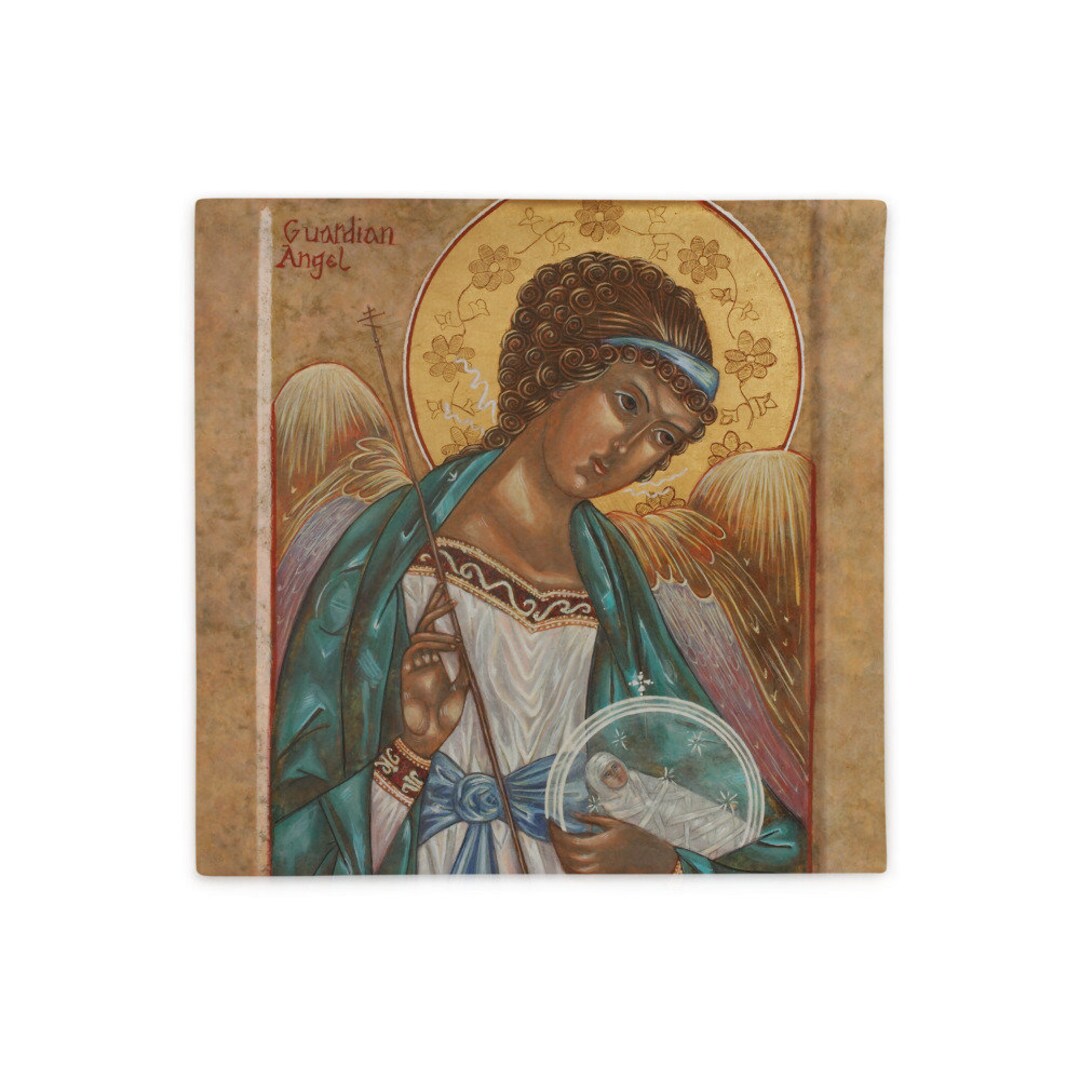 Guardian Angel Pillow Case, Catholic Christian Pillow Cushion Case