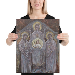 Guardian Angels Canvas Print, Ancient Goddess Print Canvas, Artistic Spiritual Artwork, Catholic Saints Angel Divine Canvas, Catholic Gifts