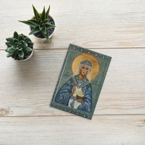 Cartão postal de Santa Brigid, cartão do padroeiro da Irlanda, cartão de nota dos santos católicos, cartão da deusa Brigid, cartão postal religioso católico, mitologia irlandesa