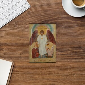 Karta pocztowa Temperance, Karta pocztowa Guardian Angel, Karta pocztowa Catholic Angel Notecard, Karta pocztowa Christian Religious, Prezenty katolickie, Karty artystyczne