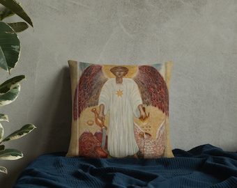 Temperance Guardian Angel Throw Pillow, Catholic Angel Painted Decorative Pillow, Christian Religious Sofa Pillow Cushion, Catholic Gifts