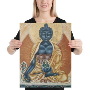 Medicine Buddha Canvas Print, Meditation Yoga Home Décor, Sacred Buddhism Religious Wall Art Canvas, Buddhist Gifts, Healing Buddha
