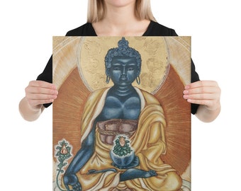 Medicine Buddha Canvas Print, Meditation Yoga Home Décor, Sacred Buddhism Religious Wall Art Canvas, Buddhist Gifts, Healing Buddha