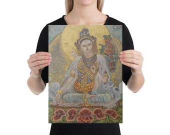 White Tara Buddhist Canvas Print, Goddess of Compassion, Buddhist Wall Décor, Buddhism Religious Wall Art Canvas, Aesthetic Sacred Art