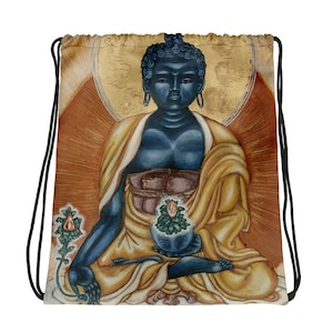 Sac à cordon de Bouddha de médecine, cadeaux de yoga de méditation, sac de voyage religieux bouddhiste sacré, sac à dos à cordon bouddhique, Bouddha de guérison