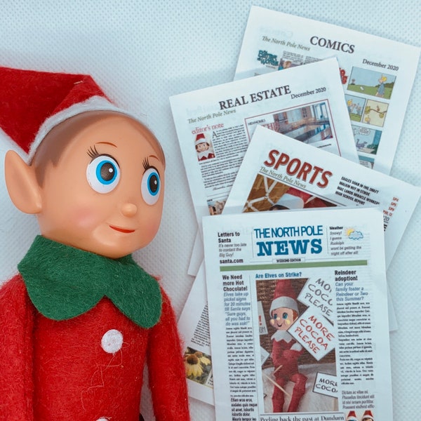 Elf Sized Mini Newspaper - 16 page double sided, readable  - modern - Instant Download