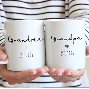 Grandma and Grandpa Coffee Mugs - Gift Ideas for Grandparents - Grandpa Gift - Grandma Gift - Pregnancy Reveal