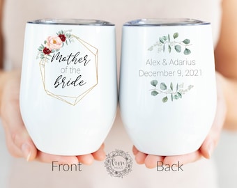 Mother Of The Bride Wine Tumbler - Mother Of The Bride Gift - Wedding Favor for Mom