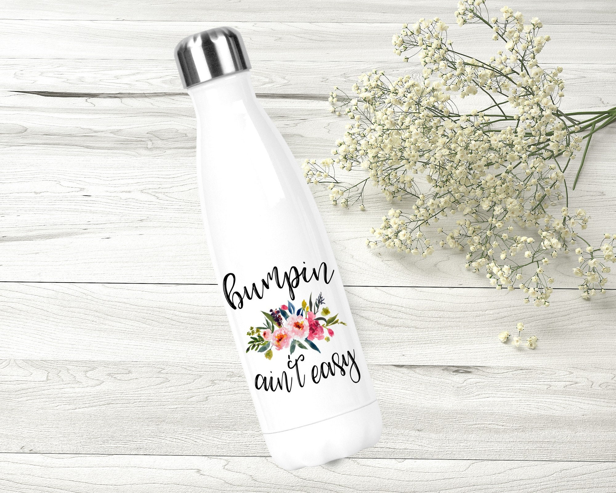 Bumpin Ain't East Stainless Steel Water Bottle Pregnancy Etsy UK