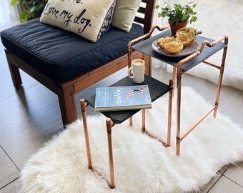 Copper and Black Slate Coffee/Side/End Tables