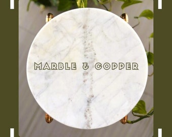 Handmade - Copper & White Marble Table  [side table/end table/coffee table]