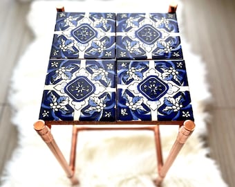 Copper and Handmade Mexican Tiles Coffee Table