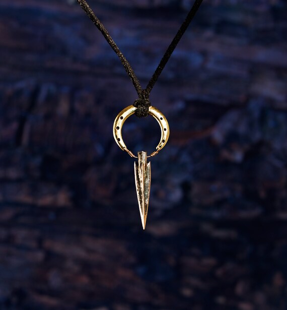 Oxidized sterling silver pendant Arrow Weapons Unisex Necklace Arrowhead Talisman Jewelry Ancient amulet