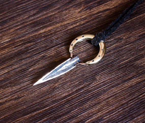 Oxidized sterling silver pendant Arrow Weapons Unisex Necklace Arrowhead Talisman Jewelry Ancient amulet