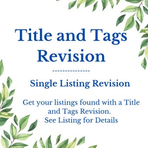 SEO, SEO Service, Etsy Title and Tags Revision,
