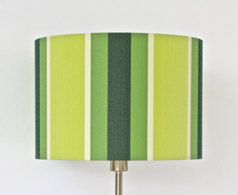 Green Lampshade Lime Grass Dark Pattern Striped Stripes Bright Handmade Drum Modern Abstract Contemporary Light