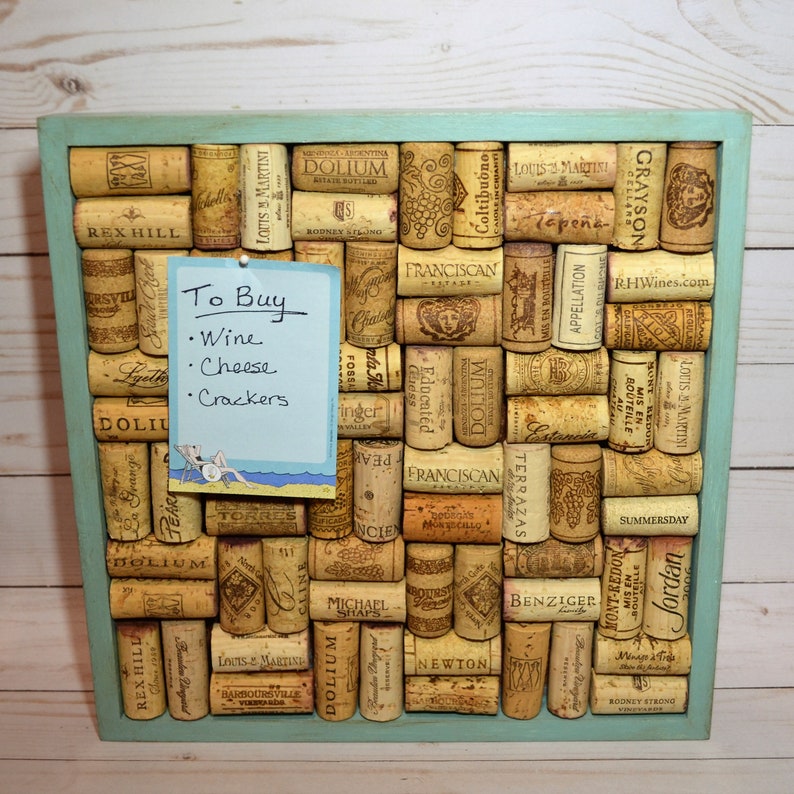 Coastal Blue Wine Cork Bulletin Board 12 Square Etsy