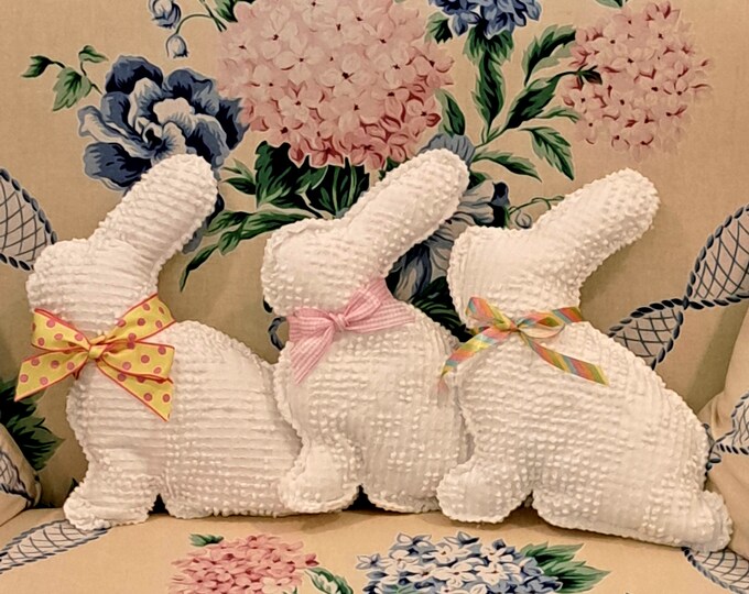 Vintage White Chenille Stuffed Bunny Rabbit 9 Tall, Farmhouse & Shabby ...