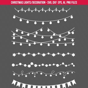 Christmas Lights SVG, Decoration cut files, Holiday decoration cut files clipart , String lights svg, Christmas svg-DXF, Svg, Ai, PNG, Eps