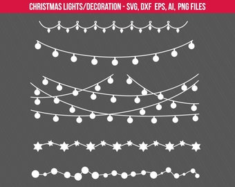 Christmas Lights SVG, Decoration cut files, Holiday decoration cut files clipart , String lights svg, Christmas svg-DXF, Svg, Ai, PNG, Eps